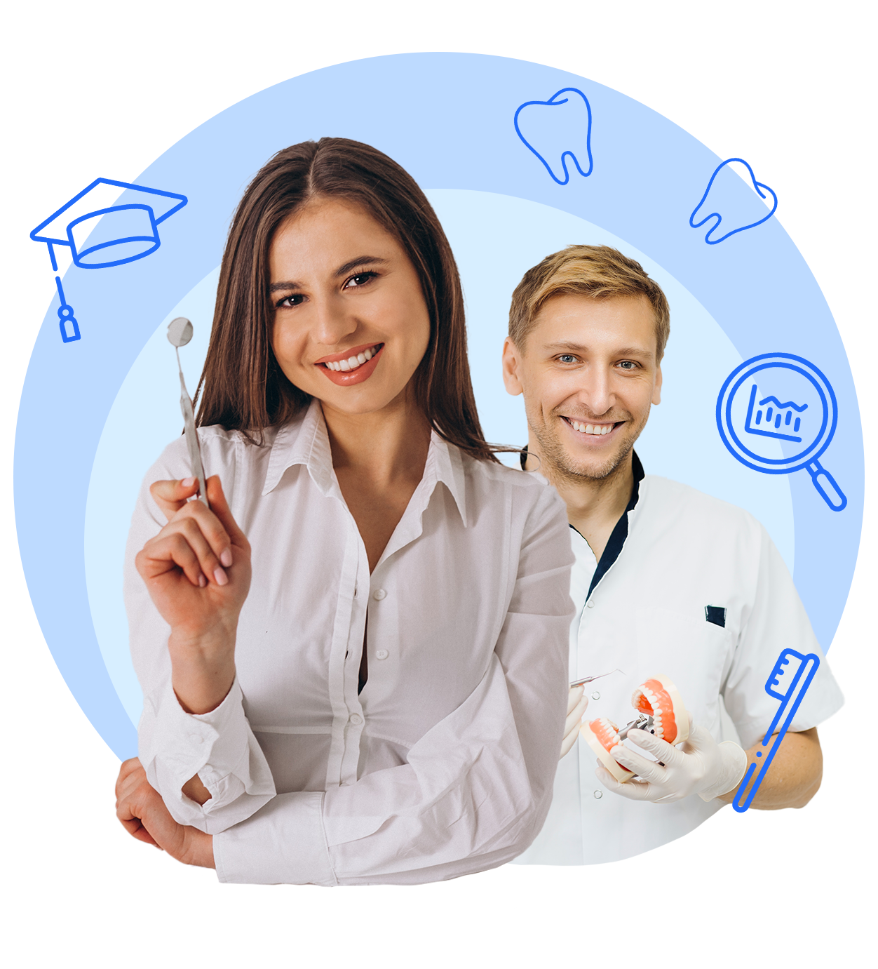 Deux étudiants en odontologie préparant le concours internat odontologie avec sérieux Étudiants motivés – Concours internat odontologie